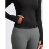 imageCRZ YOGA Butterluxe Waist Length Jackets for Women  Full Zip Athletic Track Tops with Thumb Holes PocketsBlack