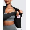 imageCRZ YOGA Butterluxe Waist Length Jackets for Women  Full Zip Athletic Track Tops with Thumb Holes PocketsBlack