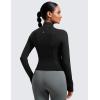 imageCRZ YOGA Butterluxe Waist Length Jackets for Women  Full Zip Athletic Track Tops with Thumb Holes PocketsBlack