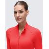 imageCRZ YOGA Butterluxe Waist Length Jackets for Women  Full Zip Athletic Track Tops with Thumb Holes PocketsDeep Red