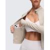 imageCRZ YOGA Butterluxe Waist Length Jackets for Women  Full Zip Athletic Track Tops with Thumb Holes PocketsMojave Tan