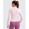 imageCRZ YOGA Butterluxe Waist Length Jackets for Women  Full Zip Athletic Track Tops with Thumb Holes PocketsStrawberry Pink