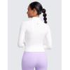 imageCRZ YOGA Butterluxe Waist Length Jackets for Women  Full Zip Athletic Track Tops with Thumb Holes PocketsWhite