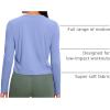 imageCRZ YOGA Pima Cotton Long Sleeve Workout Shirts for Women Loose Cropped Tops Athletic Sports TShirtPeriwinkle Purple