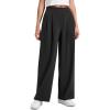 imageCRZ YOGA 4Way Stretch Wide Leg Work Pants for Women 29quot  Bussiness Casual Trousers with PocketsBlack