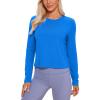 imageCRZ YOGA Pima Cotton Long Sleeve Workout Shirts for Women Loose Cropped Tops Athletic Sports TShirtSparkle Blue