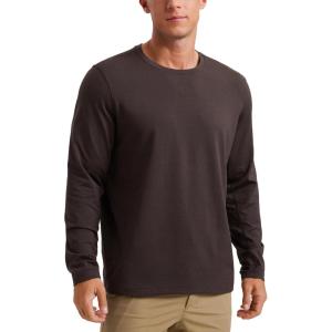 imageCRZ YOGA Cloud Jersey Long Sleeve Shirts for Men  Crewneck Breathable Casual Workout TShirts Soft Basic TopsHot Fudge Brown
