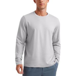 imageCRZ YOGA Cloud Jersey Long Sleeve Shirts for Men  Crewneck Breathable Casual Workout TShirts Soft Basic TopsPlatinum Grey