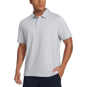 imageCRZ YOGA Cloud Jersey Polo Shirts for Men  Midweight Golf Short Sleeve Tops Soft Athletic Casual TShirtsPlatinum Grey