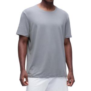 imageCRZ YOGA CottonBlend Athletic Shirts for Men  Short Sleeve Moisture Wicking Soft Workout Casual Tee Tops Basic TShirtSilver Gray