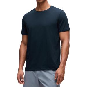 imageCRZ YOGA CottonBlend Athletic Shirts for Men  Short Sleeve Moisture Wicking Soft Workout Casual Tee Tops Basic TShirtTrue Navy