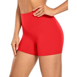 imageCRZ YOGA Naked Feeling Biker Shorts 4  High Waist Yoga Workout Running Gym Spandex WomensDeep Red