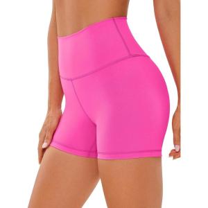 imageCRZ YOGA Naked Feeling Biker Shorts 4  High Waist Yoga Workout Running Gym Spandex WomensHibiscus Purple