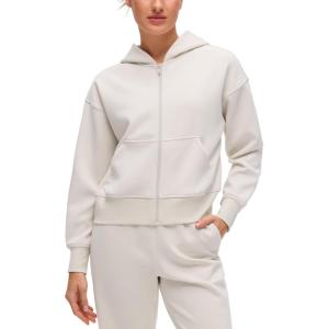 imageCRZ YOGA SoftAura Full Zip Hoodies for Women  Workout Casual Zipper Hooded Sweat Shirts with PocketsMilky White