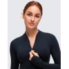 imageCRZ YOGA Butterluxe VNeck Jackets for Women  Full Zip Athletic Track Tops with Thumb Holes PocketsTrue Navy