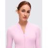 imageCRZ YOGA Butterluxe VNeck Jackets for Women  Full Zip Athletic Track Tops with Thumb Holes PocketsVita Pink