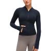 imageCRZ YOGA Butterluxe VNeck Jackets for Women  Full Zip Athletic Track Tops with Thumb Holes PocketsTrue Navy