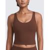imageCRZ YOGA Butterlift Racerack Crop Tank Tops for Women  U Neck Yoga Padded Longline Sports Bras Pilates WorkoutCoffee Brown