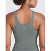 imageCRZ YOGA Butterlift Racerack Crop Tank Tops for Women  U Neck Yoga Padded Longline Sports Bras Pilates WorkoutGrey Sage