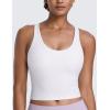 imageCRZ YOGA Butterlift Racerack Crop Tank Tops for Women  U Neck Yoga Padded Longline Sports Bras Pilates WorkoutWhite