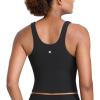 imageCRZ YOGA Butterlift Racerack Crop Tank Tops for Women  U Neck Yoga Padded Longline Sports Bras Pilates WorkoutBlack
