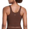 imageCRZ YOGA Butterlift Racerack Crop Tank Tops for Women  U Neck Yoga Padded Longline Sports Bras Pilates WorkoutCoffee Brown