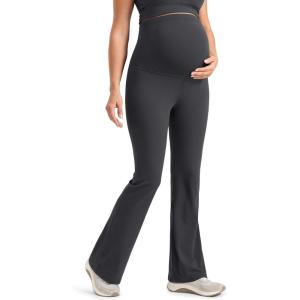 imageCRZ YOGA Butterlift Maternity Flare Leggings 31quot  Workout Yoga Lounge Bootcut Pregnancy Womens Pants Over The BellyMysterious Grey