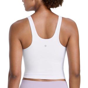imageCRZ YOGA Butterlift Racerack Crop Tank Tops for Women  U Neck Yoga Padded Longline Sports Bras Pilates WorkoutWhite