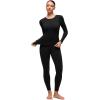 imageCRZ YOGA Softembrace Fleece Lined Thermal Underwear Set for Women  Soft Casual Base Layer Long Johns Warm Pajamas Top BottomBlack