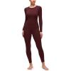 imageCRZ YOGA Softembrace Fleece Lined Thermal Underwear Set for Women  Soft Casual Base Layer Long Johns Warm Pajamas Top BottomRed Merlot
