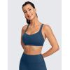 imageCRZ YOGA Naked Feeling Strappy Sports Bras for Women  Criss Cross Back Wireless Padded Cami Yoga Workout TopFrench Navy