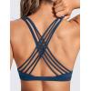 imageCRZ YOGA Naked Feeling Strappy Sports Bras for Women  Criss Cross Back Wireless Padded Cami Yoga Workout TopFrench Navy