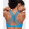 imageCRZ YOGA Naked Feeling Strappy Sports Bras for Women  Criss Cross Back Wireless Padded Cami Yoga Workout TopMadagascar Blue