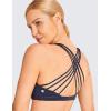 imageCRZ YOGA Naked Feeling Strappy Sports Bras for Women  Criss Cross Back Wireless Padded Cami Yoga Workout TopNavy