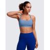 imageCRZ YOGA Naked Feeling Strappy Sports Bras for Women  Criss Cross Back Wireless Padded Cami Yoga Workout TopOasis Blue