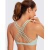 imageCRZ YOGA Naked Feeling Strappy Sports Bras for Women  Criss Cross Back Wireless Padded Cami Yoga Workout TopPale Straw Green