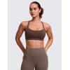 imageCRZ YOGA Naked Feeling Strappy Sports Bras for Women  Criss Cross Back Wireless Padded Cami Yoga Workout TopTaupe