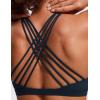 imageCRZ YOGA Naked Feeling Strappy Sports Bras for Women  Criss Cross Back Wireless Padded Cami Yoga Workout TopTrue Navy