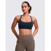 imageCRZ YOGA Naked Feeling Strappy Sports Bras for Women  Criss Cross Back Wireless Padded Cami Yoga Workout TopTrue Navy