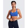 imageCRZ YOGA Naked Feeling Strappy Sports Bras for Women  Criss Cross Back Wireless Padded Cami Yoga Workout TopWaves Blue