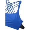 imageCRZ YOGA Naked Feeling Strappy Sports Bras for Women  Criss Cross Back Wireless Padded Cami Yoga Workout TopWaves Blue