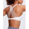 imageCRZ YOGA Naked Feeling Strappy Sports Bras for Women  Criss Cross Back Wireless Padded Cami Yoga Workout TopWhite