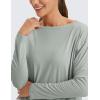 imageCRZ YOGA Pima Cotton Boat Neck Long Sleeve Shirts for Women  Workout Athletic Yoga Casual Tops Loose Fit Fall TShirtsJade Grey