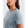 imageCRZ YOGA Pima Cotton Crewneck TShirts for Women  Workout Casual Yoga Athletic Short Sleeve Shirts Soft Crewneck Hip TopsBelgian Blue
