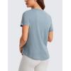 imageCRZ YOGA Pima Cotton Crewneck TShirts for Women  Workout Casual Yoga Athletic Short Sleeve Shirts Soft Crewneck Hip TopsBelgian Blue