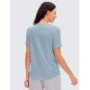 imageCRZ YOGA Pima Cotton Crewneck TShirts for Women  Workout Casual Yoga Athletic Short Sleeve Shirts Soft Crewneck Hip TopsCambric Blue