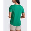 imageCRZ YOGA Pima Cotton Crewneck TShirts for Women  Workout Casual Yoga Athletic Short Sleeve Shirts Soft Crewneck Hip TopsCascadia Green