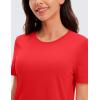 imageCRZ YOGA Pima Cotton Crewneck TShirts for Women  Workout Casual Yoga Athletic Short Sleeve Shirts Soft Crewneck Hip TopsDeep Red