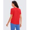 imageCRZ YOGA Pima Cotton Crewneck TShirts for Women  Workout Casual Yoga Athletic Short Sleeve Shirts Soft Crewneck Hip TopsDeep Red