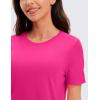 imageCRZ YOGA Pima Cotton Crewneck TShirts for Women  Workout Casual Yoga Athletic Short Sleeve Shirts Soft Crewneck Hip TopsGranita Pink